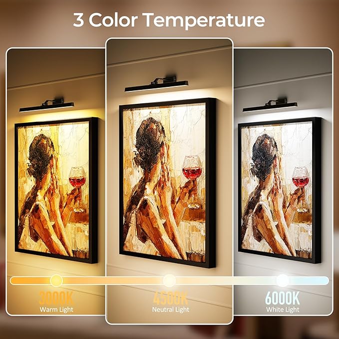 Afyuol Picture Lights for Wall, Battery Operated Picture Light 24in Gallery - Image 4
