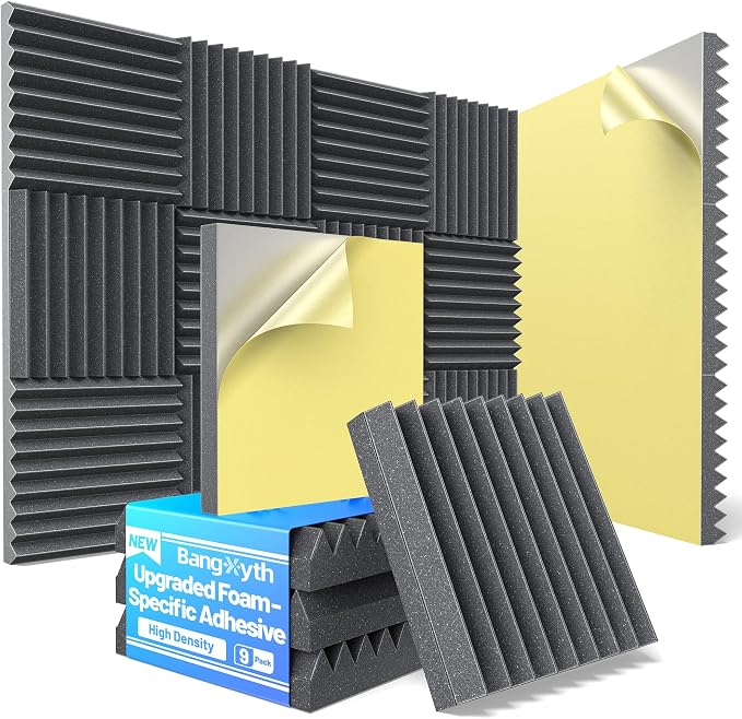 9 Pack Sound Proof Foam Panels for Walls 2”x12”x12” Self-Adhesive Acoustic Wall by Unknown