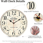 14 Inch Retro Round Wall Clock Old Town Vintage Antique Style Battery Operated - Image 2
