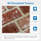 COMSTICKC 3D Red Brick Wall Panels Peel and Stick Tiles, Small Size Thin PVC - Image 3