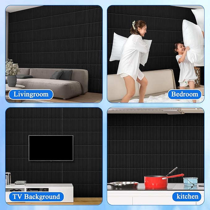 Nuanchu 120 Pcs 3D Slat Wall Panels, Paintable Waterproof Textured Tiles - Image 7