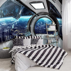 -3D Capsule Space Fabric Wallpaper Living Room Bedroom Bathroom Boys Girls by YIHWM-PurchaseNow