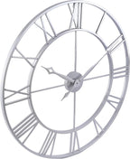 CLXEAST Large Modern 30 Inch Wall Clock Silver, Oversized Big Roman Numeral - Image 9