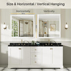 40x38 Inch White Bathroom Mirror - Image 6