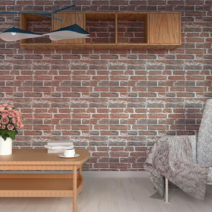 3D Wall Panels Peel and Stick in Red White Stone, Faux Brick Wall Panels - Image 4