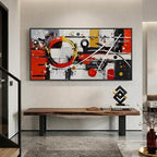 Extra Large Framed Red Black White Gold Abstract Wall Art - Image 5