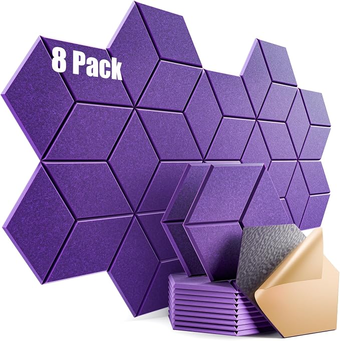 8 Pack Self-Adhesive Acoustic Panels 12" X 10" X 0.4" -Sound Proof Foam Panels by Dailycooper