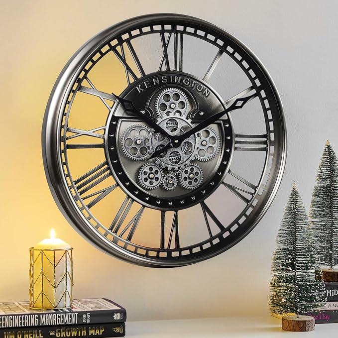 CLXEAST 21 Inch Modern Moving Gears Wall Clock by CLXEAST