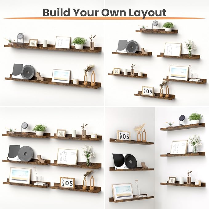 upsimples Floating Shelves for Wall, 23.6 Inch Shelves for Decor Storage Set of - Image 4
