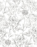 JiffDiff Black and White Floral Wallpaper 17.3" x 394" Peonies Removable Peel by wallpaper