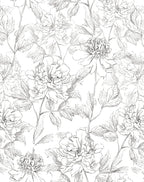 JiffDiff Black and White Floral Wallpaper 17.3" x 394" Peonies Removable Peel by wallpaper