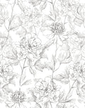 JiffDiff Black and White Floral Wallpaper Peonies Removable Peel and Stick by wallpaper