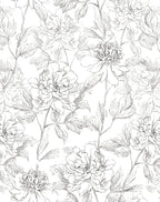 JiffDiff Black and White Floral Wallpaper Peonies Removable Peel and Stick by wallpaper