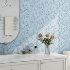 Livelynine Blue Fabric Wallpaper Peel and Stick Prepasted Herringbone Faux - Image 4