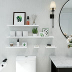 Small White Floating Shelves for Wall Decor, Wall Mounted Wood Shelf for Bedroom - Image 4