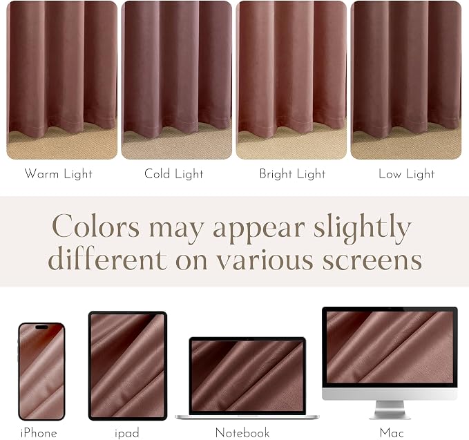 NICETOWN Pink Velvet Curtains 102 inches - Image 7