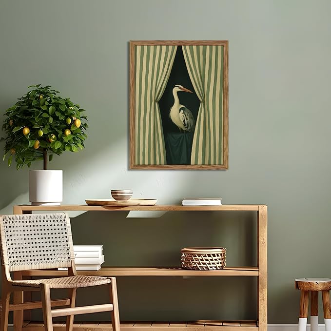 Framed Curtain Crane Canvas Wall ArtFramed Bird Wall Art, Elegant Heron Canvas - Image 2