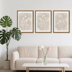 Framed Boho Botanical Flower Wall Art Set of 3, Vintage Minimalist Neutral - Image 6