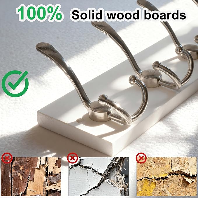 SKOLOO Creations White Solid Wood Wall Mounted Coat Rack, 10 Hooks, 38-1/8" Long - Image 6