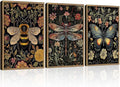 3 Pcs Framed Retro Insect Wall Art Decoration Paintings by NCYEL