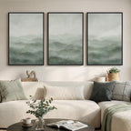 Large Framed Green Abstract Landscape Canvas Wall Art by Cuspin