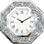 Wall Clock, Octagon Mirror Glass Clock, Cute Diamond 20-inch Non-Ticking Clock - Image 2