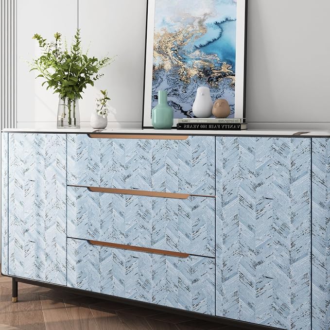 Livelynine 15.8x394 Blue Fabric Peel and Stick Wallpaper - Image 3