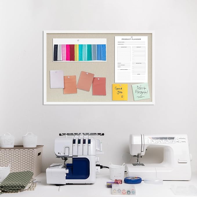DAHAPYBOO Cork Board with Linen White, Bulletin Board 30"x20" Hanging Corkboards - Image 7