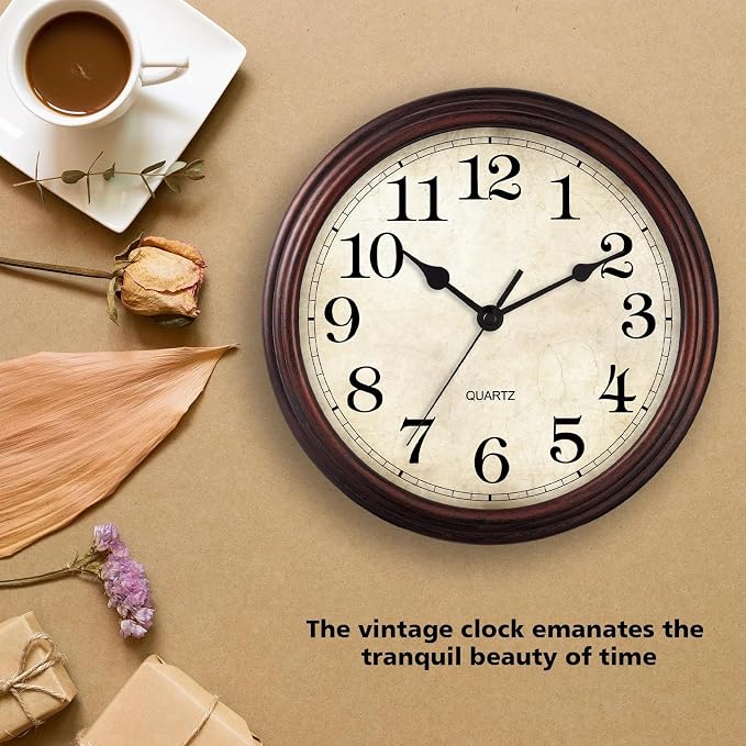Wall Clock, Bronze Silent Non Ticking Battery Operated Clocks, Decorative - Image 8