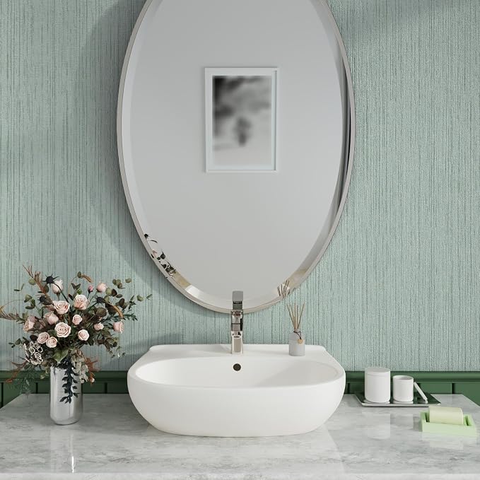 CRE8TIVE Mint Green Grasscloth Wallpaper Removable Textured Wallpaper Stick and - Image 2