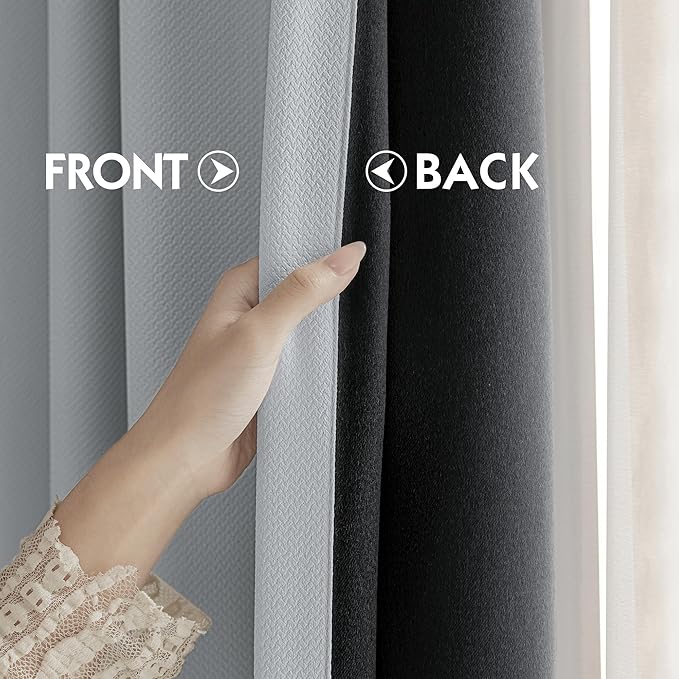 FMFUNCTEX 100% Light Grey Blackout Curtains - Image 6
