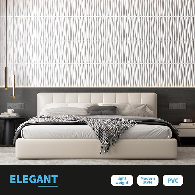 Art3d 24-Pack 3D Wall Panels for Interior Wall Décor, PVC Wavy Textured Accent - Image 2