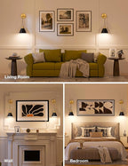 NIORSUN Gold & Black Battery Operated Wall Sconce Set of 2, 5200mAh Dimmable - Image 3