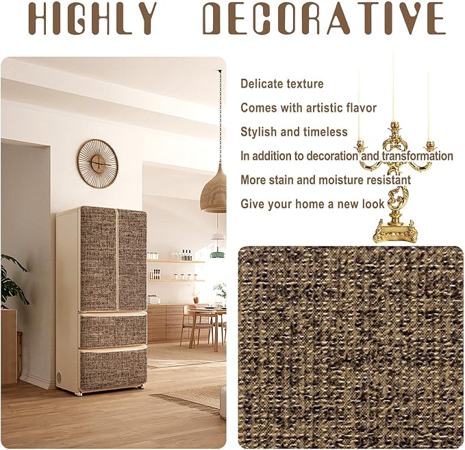 Amiya Grasscloth Brown Wallpaper Peel and Stick Faux Fabric Linen Contact Paper - Image 5