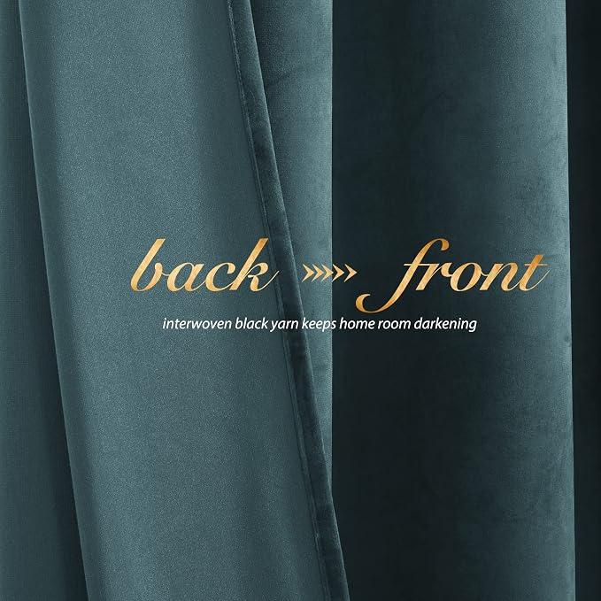 NICETOWN Greyish Blue Velvet Curtains 52" x 63", 2 Panels - Image 4
