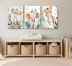3 Pcs Safari Animals Nursery Canvas Wall Art Jungle Animals Cheetah Elephant - Image 2