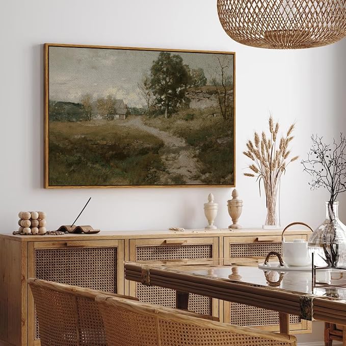 InSimSea Framed Canvas Wall Art, Vintage Countryside Landscape Farmhouse Decor - Image 4