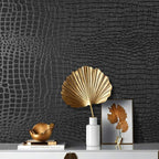 Arthome 17"×393" Black Crocodile Peel and Stick Wallpaper, Charcoal Black by ArthomeWALLDECOR
