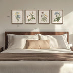 Framed Botanical Wall Art for Bathroom, 4 Piece Vintage Floral Canvas Painting - Image 5