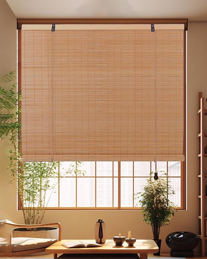 FoundGo Retro Bamboo Blinds 30" W x 64" H Bamboo Roman Shades Light Filtering - Image 7