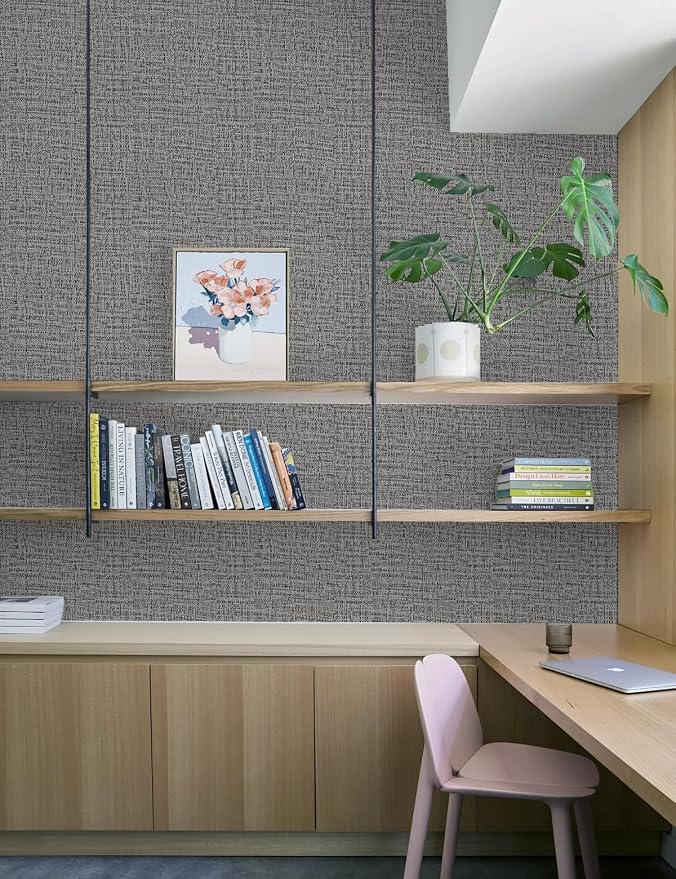 TANONE Dark Gray Wallpaper PVC Self-Adhesive Peel and Stick DIY Wallpaper Faux - Image 3
