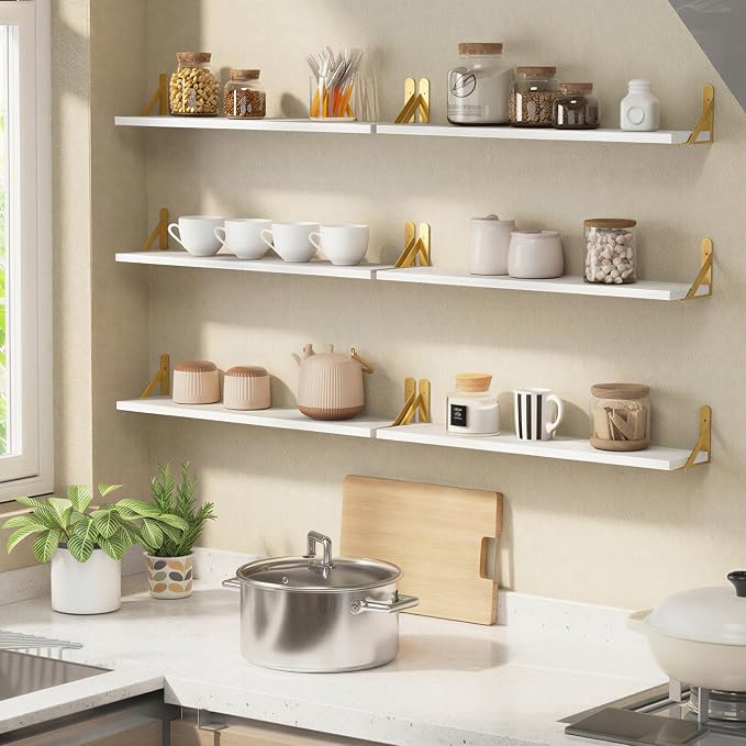 YGEOMER White Floating Shelves for Wall, Farmhouse 23.6 Inch Wall Shelves for - Image 5