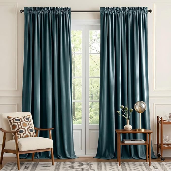 NICETOWN Greyish Blue Velvet Curtains, Luxury and Soft Thermal Insulated Velvet by NICETOWN