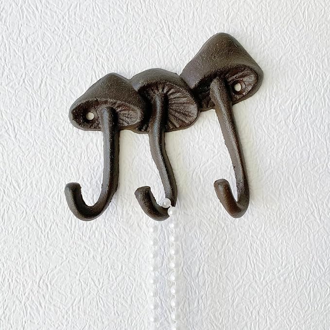 Rustic Mushroom-Shaped Decorative Wall Hook Rack Hangers - Image 4