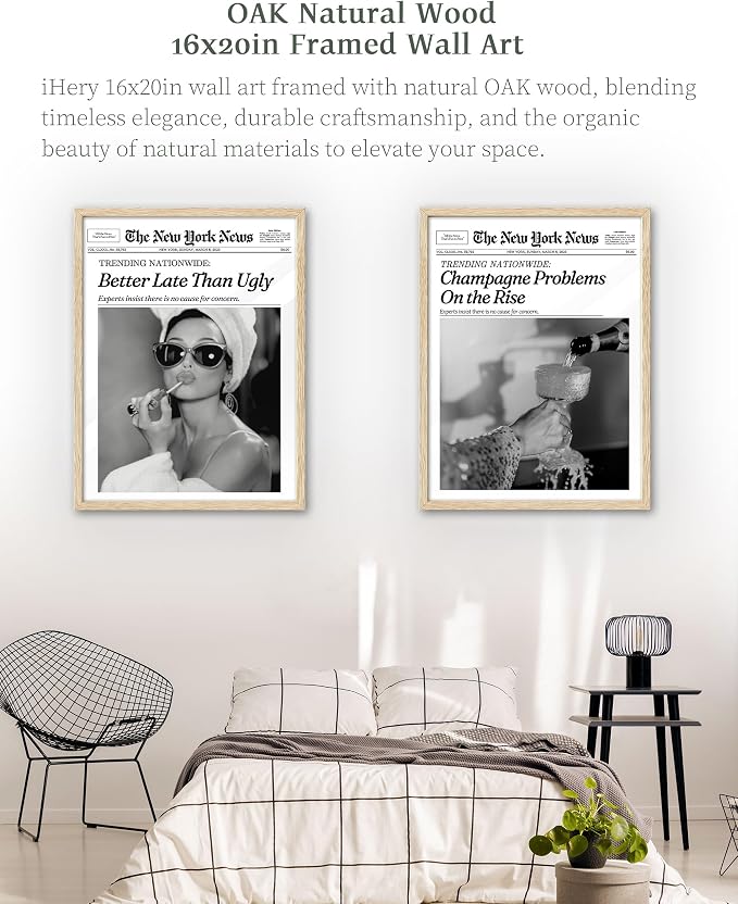 iHery Unframed Hepburn Newspaper Trendy 16x20 in Vintage Headline Canvas Print - Image 4
