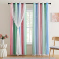 XiDi Pink Curtains for Bedroom Decor Blackout Curtains for Girl Room Rainbow by Addsomecolortolife