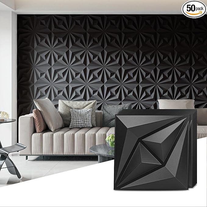 AMZDEPOT 50 Pack 3D Wall Panels by AMZDEPOT