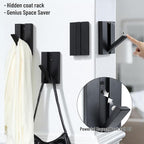 Folding Wall Hooks 2Pack: Black Modern Wooden Coat Hooks Mount - Image 3
