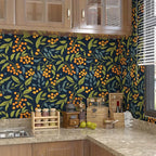 BOKEBEVE Blue Orange Green Wallpaper Peel and Stick Boho Leaves Floral Contact - Image 2