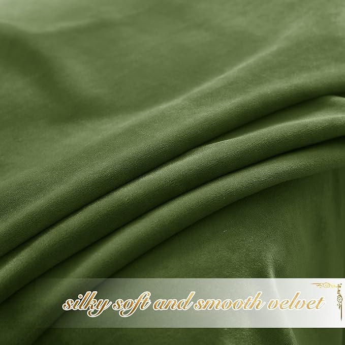 NICETOWN Moss Green Velvet Curtains and Drapes, Thermal Insulated Soft Window - Image 5
